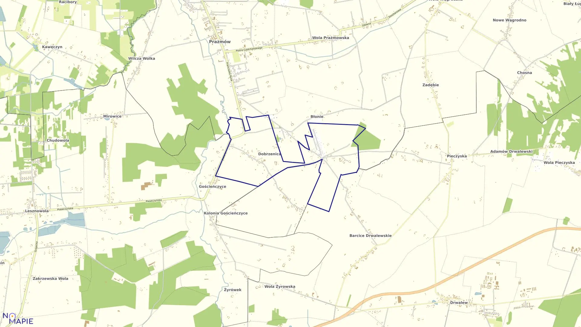 Mapa obrębu DOBRZENICA w gminie Prażmów