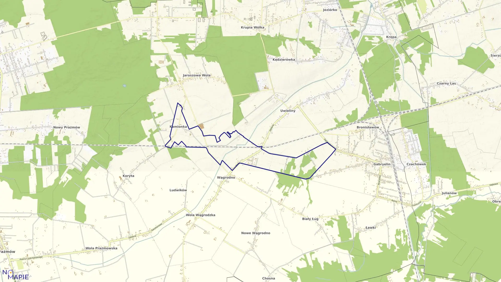 Mapa obrębu KAMIONKA w gminie Prażmów