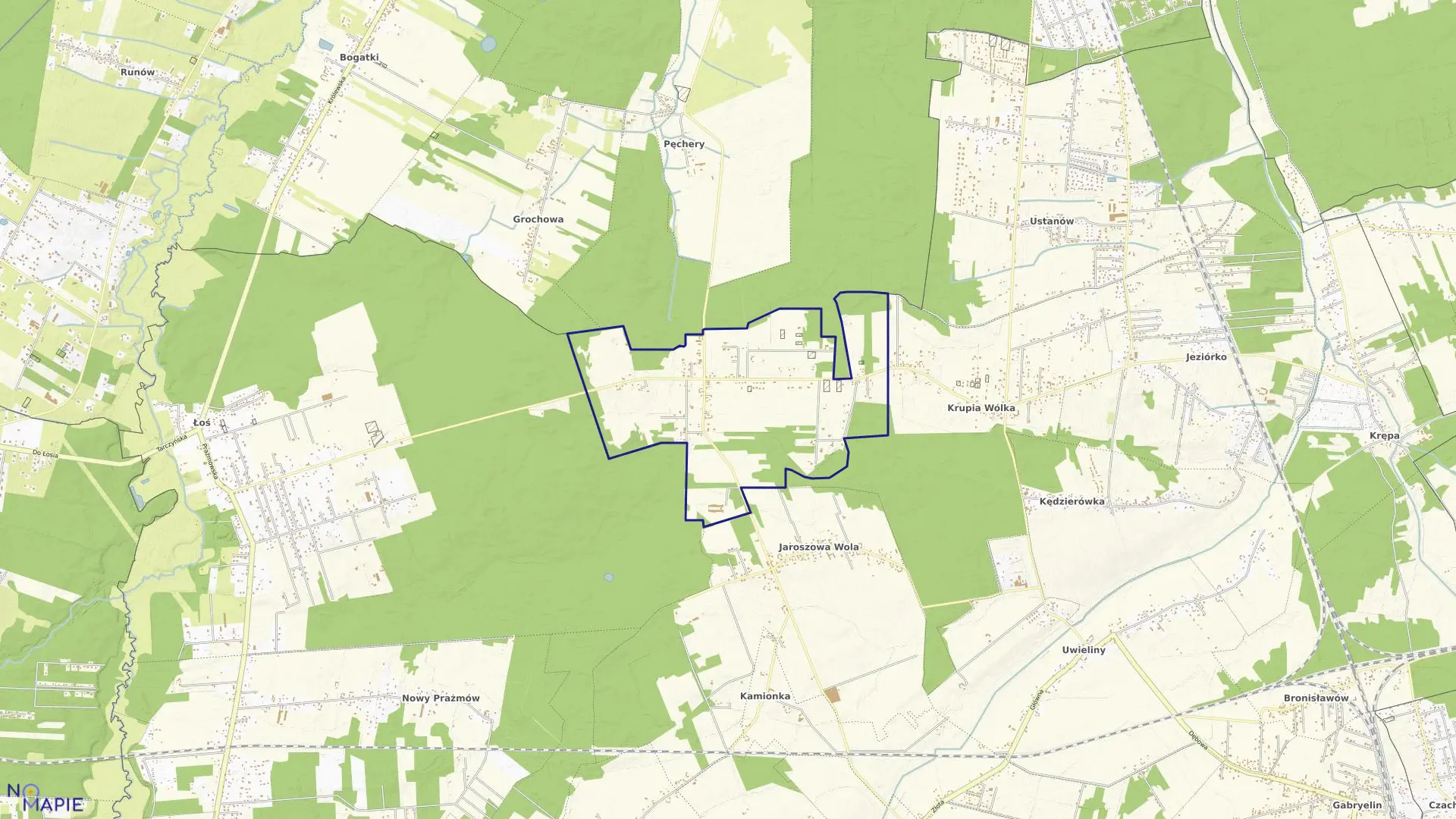 Mapa obrębu PISKÓRKA w gminie Prażmów